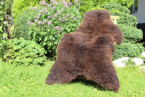 Alpenfell Schaffell Braun Premium-Qualität Lammfell 110-120cm ökologische Gerbung