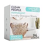 The Clean People Laundry Detergent Sheets - Laundry Soap - Ultra Concentrated, Recyclable Packaging, Stain Fighting - Peppermint, 96 Pack