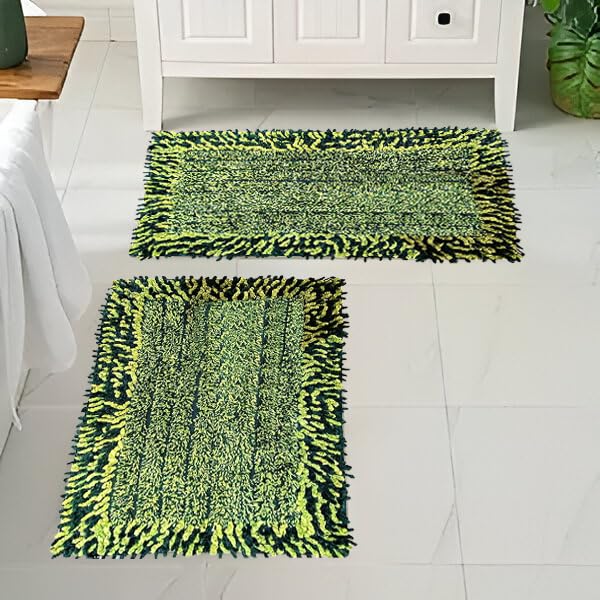 Image of Door Mats for Home | Door Mats for Home Entrance | Door Mat for Bathroom| Soft & Super Absorbent Mats for Shower | Washable, Non-Slip & Quick-Drying Mats (Pack of 2) (Grass)