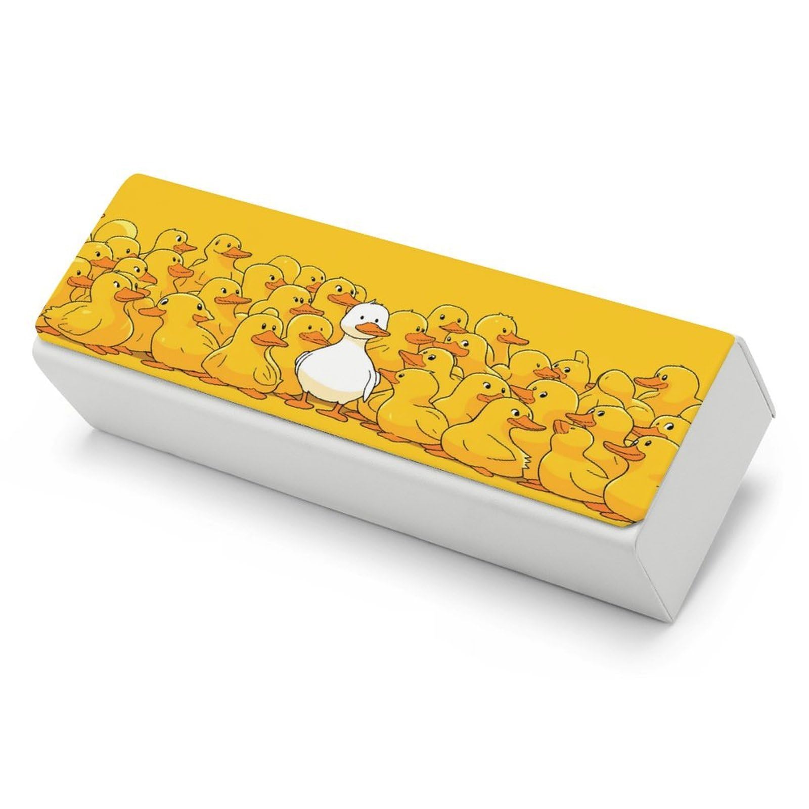 asbwuo Vibrant Yellow Duck Hard Glasses Case, Hard Shell Eyeglass Case Magnetic Portable Large Sunglasses Cases for Women Men