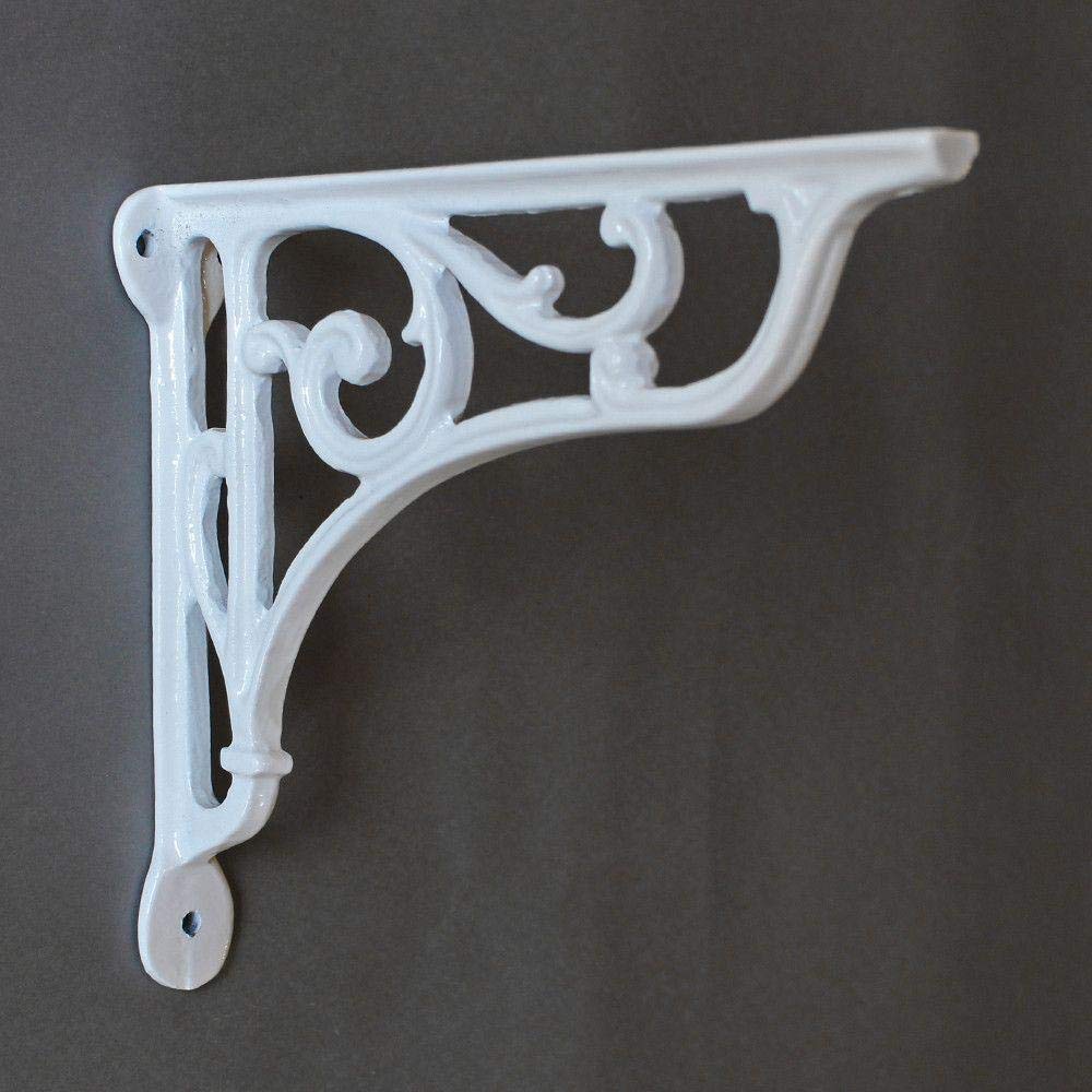 Yester Home 8 Inch Victorian Scroll Cast Iron Shelf Bracket - White