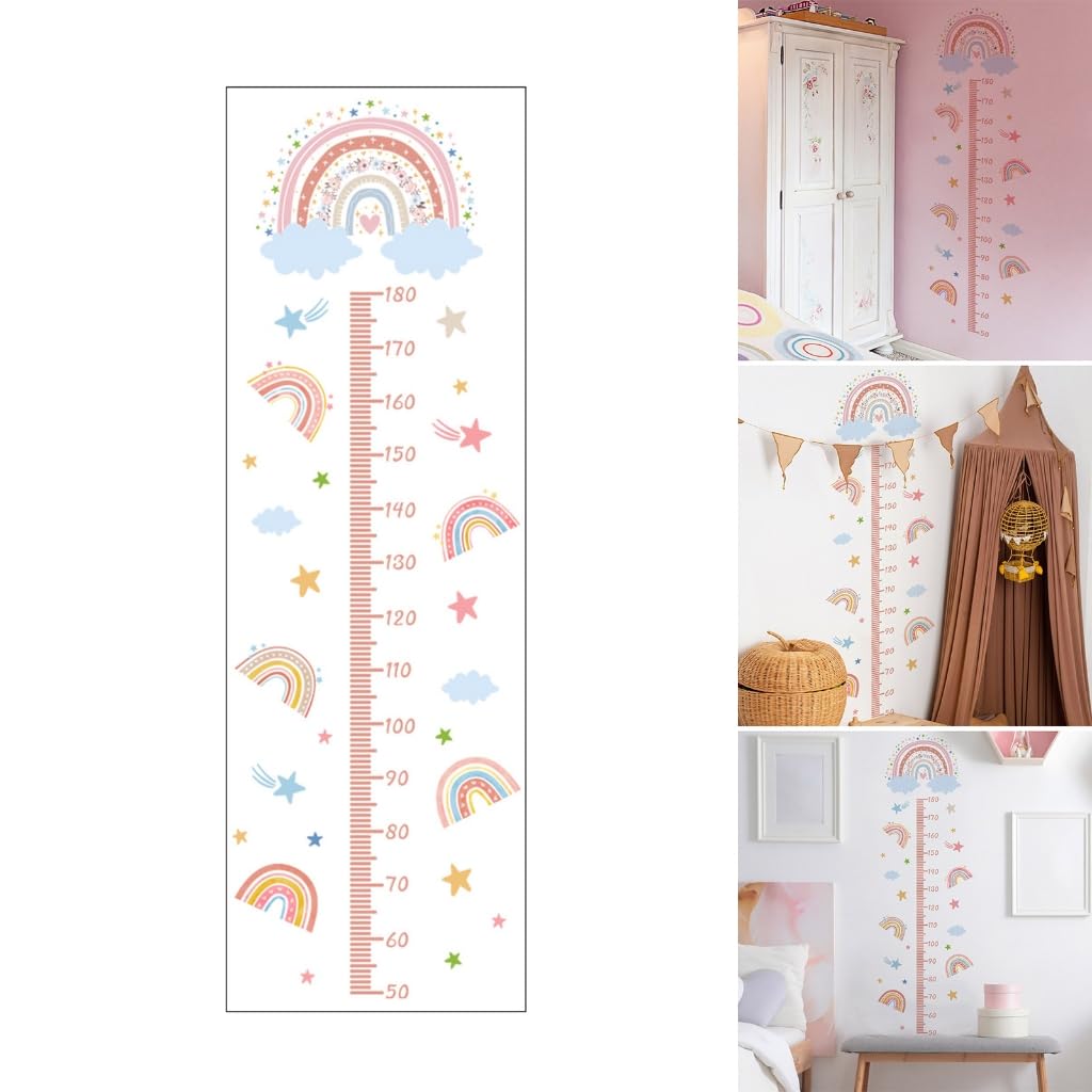 REDYY Wall Sticker,Kids Growth Chart Wall Sticker Nursery Cartoon Rainbow Height Measurement Ruler Wall Decal for Child's Room Decoration