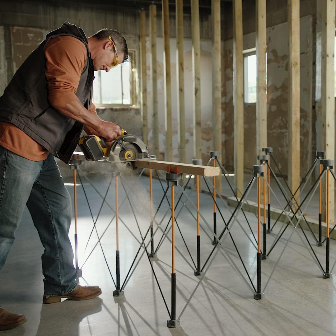 BORA Centipede 30in Portable Work Stand with 4 X-Cups, Clamps, Bag - 4x6ft Sawhorse with 4500lb Capacity, Orange & Centipede 2x4 Support Bracket 4-Piece Set for BORA Centipede Workstands, CA0204