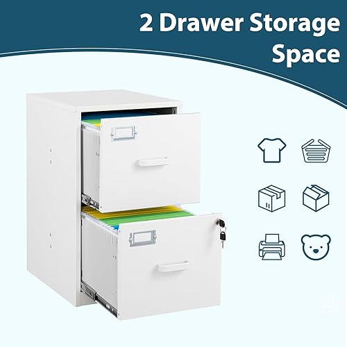 Miniatura 82 de MIIIKO Archivador de 3 cajones sobre ruedas, gabinete de archivos móvil para oficina en casa debajo del escritorio, archivadores de metal Negro