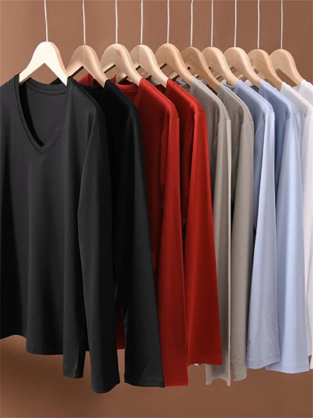 Women Solid T Shirts Cotton Blend Plain O Neck Long Sleeved Tee Basic Top White Black