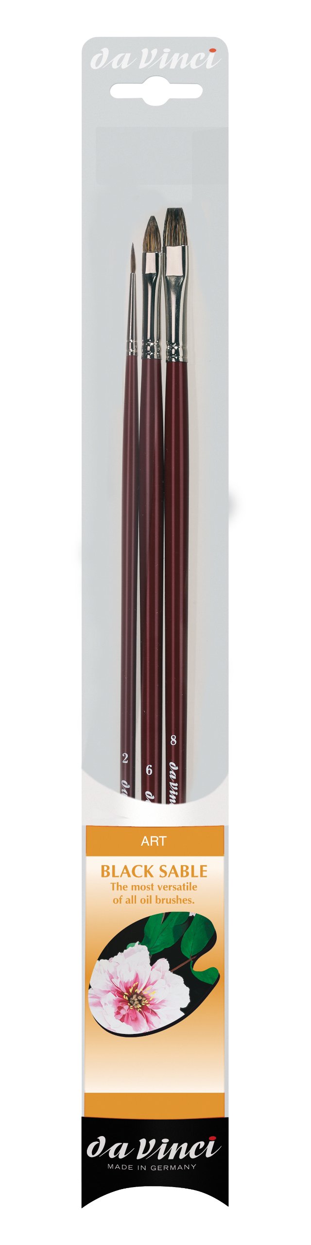 da Vinci Oil & Acrylic Series 5015 Russian Black Sable Paint Brush Set, Multiple Sizes, 3 Brushes (Series 1640, 1840, 1845)