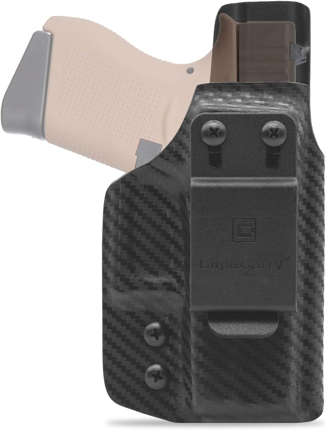 Clip & Carry IWB Kydex Holster for The Glock 43 and Glock 43X - Inside Waistband Concealed Carry - Audible Click Retention - Adjus. Cant - Claw Compatible - USA Veteran Made