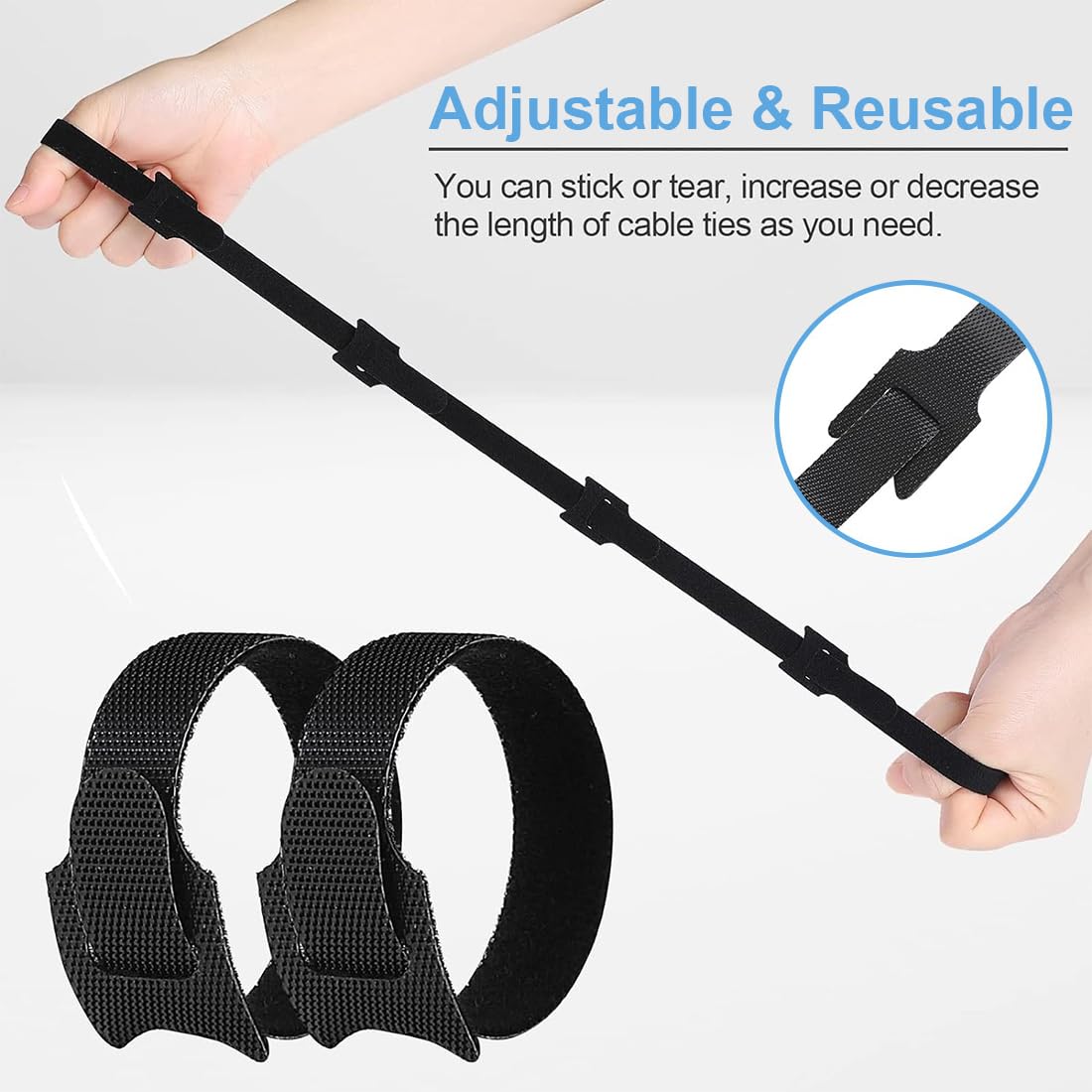 100 Bridas Reutilizables De Nylon, 200x12 Mm, Con Cierre De Gancho Y Bucle, Para Organizar Cables, Tuberías Y Más En Hogar U Oficina