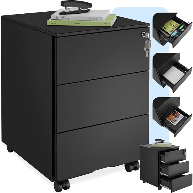 Tectake caisson à roulettes avec 2 tiroirs pour documents format a4 VAGUR