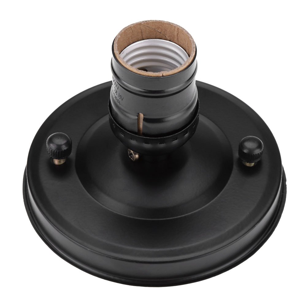 Bulb Base Adapter E26/E27 Vintage Industrial Ceiling/Wall Light Base Holder Pendant Bulb Lamp Screw Socket(Black)