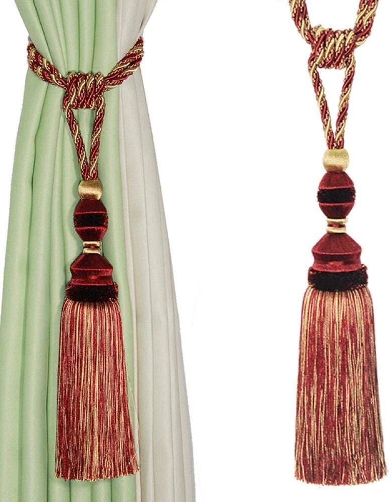Lot de 2 pompons de luxe pour rideaux à suspendre - Rouge foncé