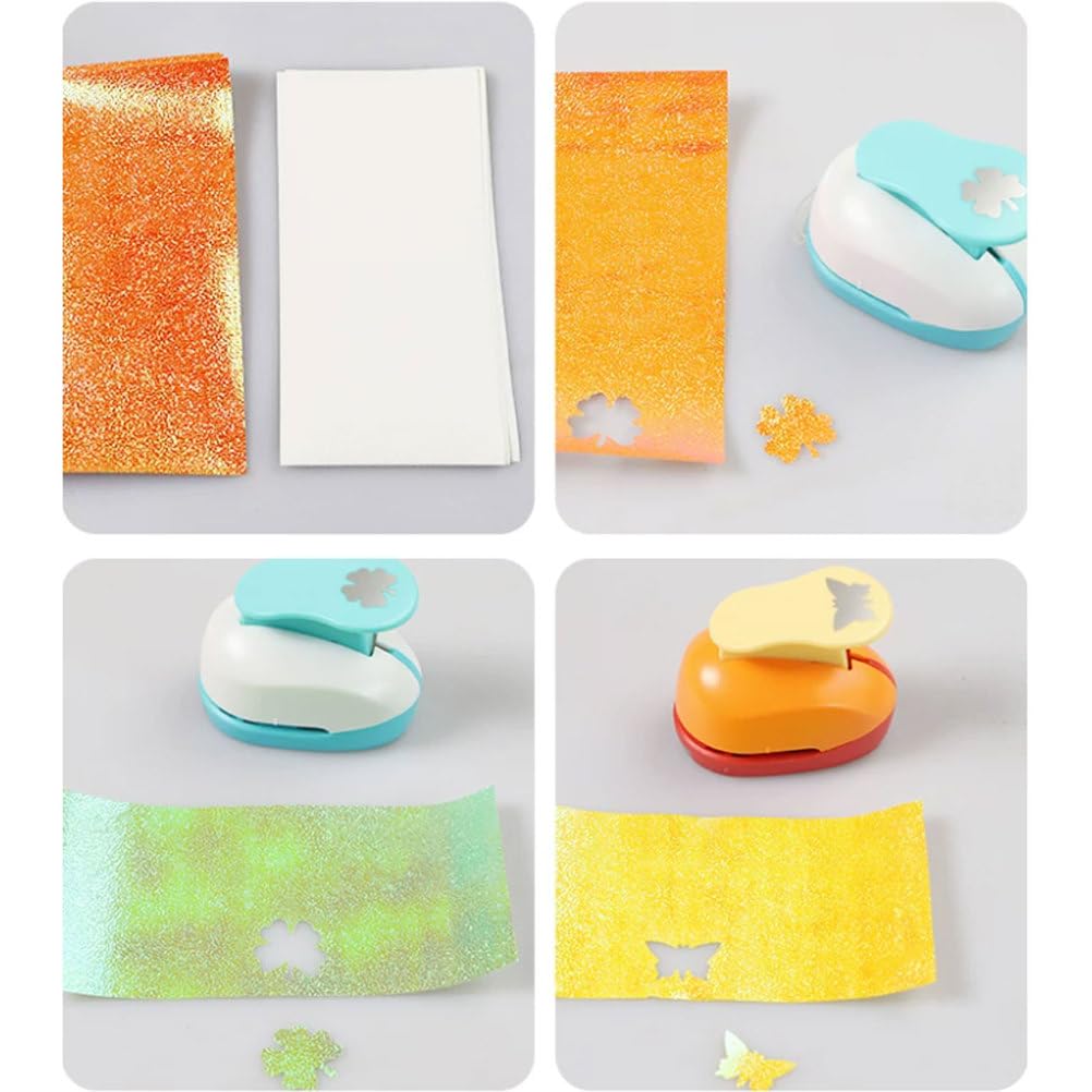 Montessori Papierlocher-Set, komplettes Bastel-Lochset mit Holztablett, 4 Formenlocher, buntes Papier & Aufbewahrungsbox