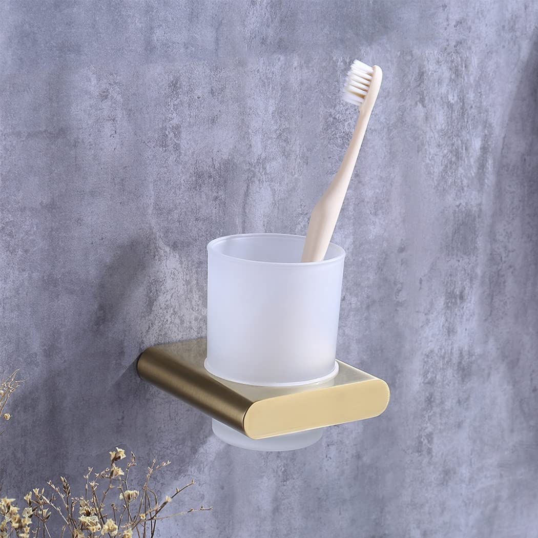 WRIST Zahnbürstenhalter, Wandmontierter Zahnbürstenbecherhalter Mit Schrauben Zahnbürstenhalter Aus Edelstahl Und Milchglas Für Das Badezimmer,Schwarz