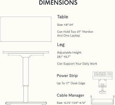 FLEXISPOT EN2 48x24 Bamboo Electric Standing Desk with Power Strip | Solid Bamboo Desktop, Cable Management, Convenient Clamp Power Strip, And Clean Home Office Setup, Grey Frame