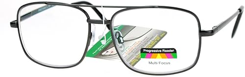 Miniatura 2 de SA106 Gafas de lectura progresivas con marco de metal rectangular de 3 enfoques