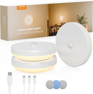 LROLTEF Nachtlicht Lampe für Kinder Baby - Aufladbar Night Light LED Treppenbeleuchtung - 3000K Nachtlampe Schlummerleuchten mit Verbindungsinduktion Bewegungsmelder für Kinderzimmer, Treppe | 3 Stück