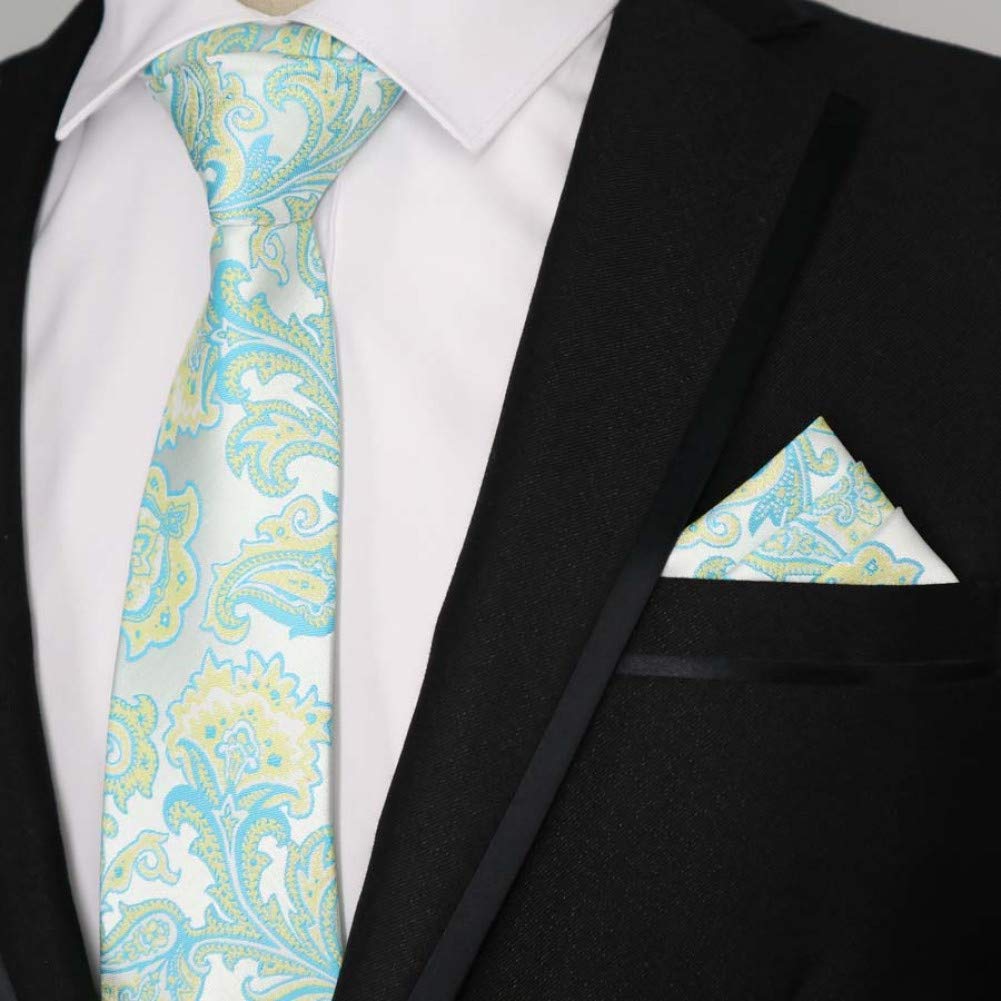 Ensemble cravate homme T-053 en polyester soie, finitions jacquard pour costume habillé