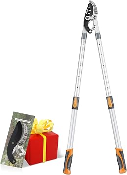 AIRAJ Telescoping Anvil Loppers, Heavy Duty Branch Cutter Tree Trimmer with SK5 Steel Spare Blade, 27-41Adjustable Aluminum Handle, Labor-Saving Garden Tools for Cutting Thick Branches Up to 2 Inch