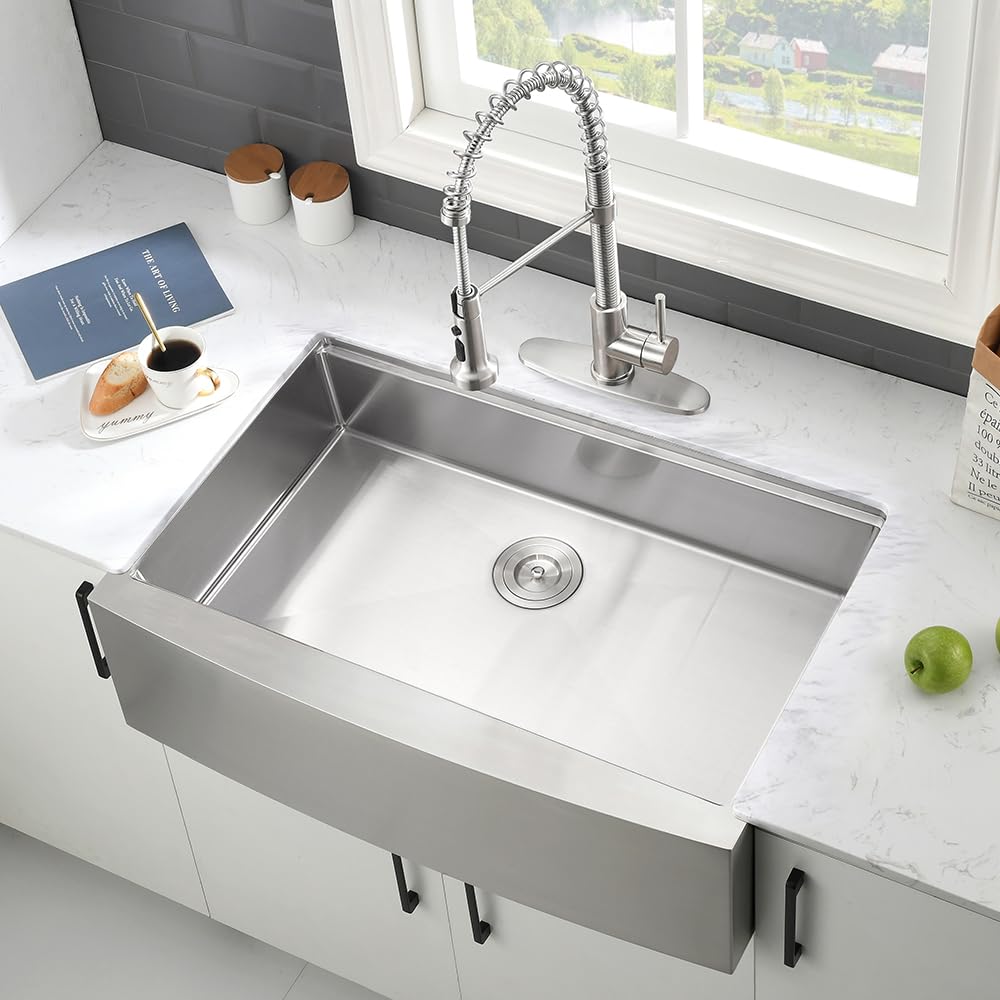 すのもの 33 Inch Stainless Steel Farmhouse Sink-VASOYO 33 x 22 Farm Sink
