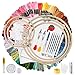 MAKEASY 205 PCS Stickerei Set,Stickerei Starter Kit, 100 Farbfäden, 40 Nähnadel, 3 PCS Aida Tuch, 5 PCS Bambus Stickrahmen, Kreuzstich Tools für Erwachsene und Kinder Anfänger