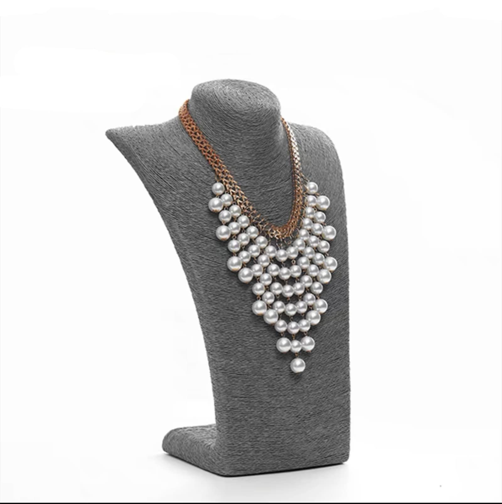 Love de La Vie Hemp Rope Jewellery Display Stand Holder Necklace Stand Organizer Necklace Bust Display Big Size (Grey)