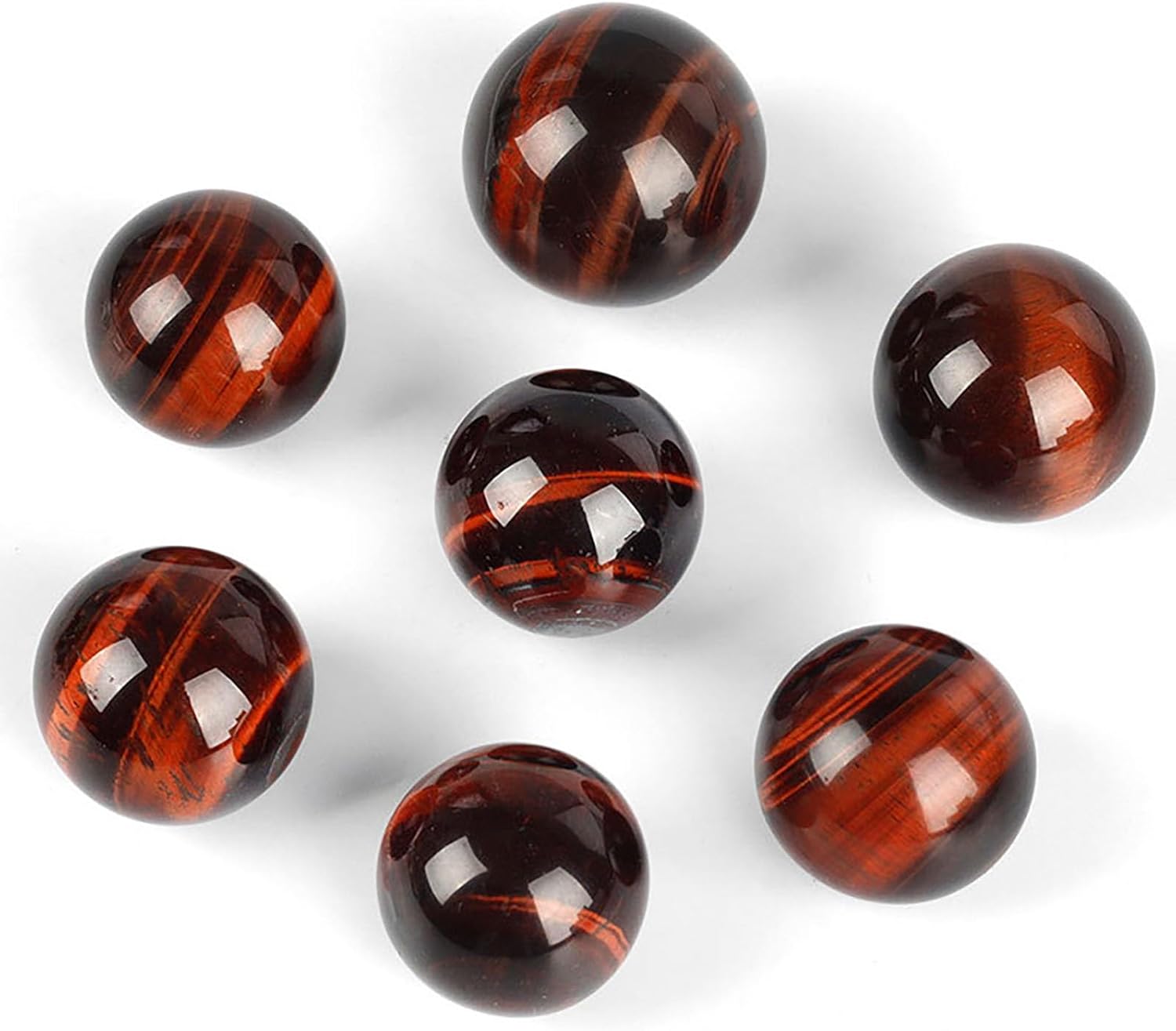 3PCS Red Tiger Eye Gemstone Crystal Ball Ball Round Sphere Collection Ornament Witchcraft Decor
