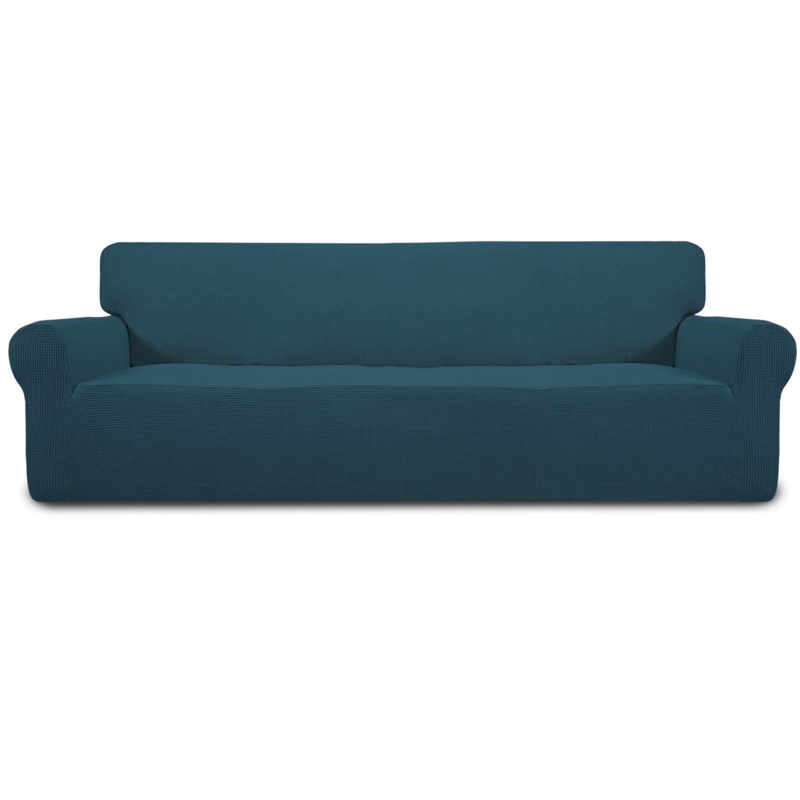 Easy-Going Stretch 4-Sitzer-Sofa-Schonbezug, 1-teiliger Sofabezug, Möbelschutz, Couch, weich mit elastischem Boden für Kinder, Polyester, Spandex, Jacquard-Stoff, kleine Karos, tiefes Blaugrün