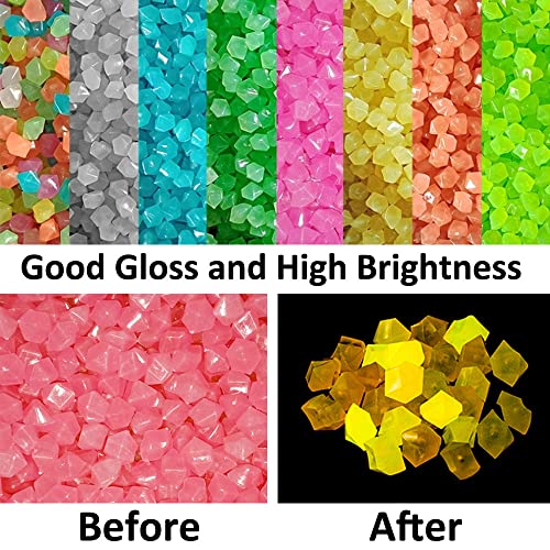 MOCNT 300Pcs Pink Glow in the Dark Pebbles Rock Luminous Cobblestones Glowing Pebbles Stones Garden Yard Decor Home Walkway Aquarium Fish Tank Decoration 14x11mm - Image 2