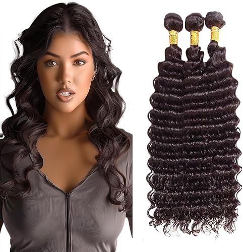 Dark Brown Human Hair Deep Wave Bundles Color 4 Bundles Choc