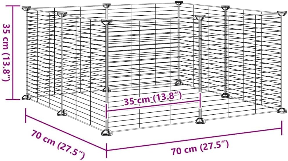 8-Panel Black Steel Dog Crate & Cat Playpen 13.8"x13.8"x27.6" Collapsible Kennel Indoor/Outdoor Travel