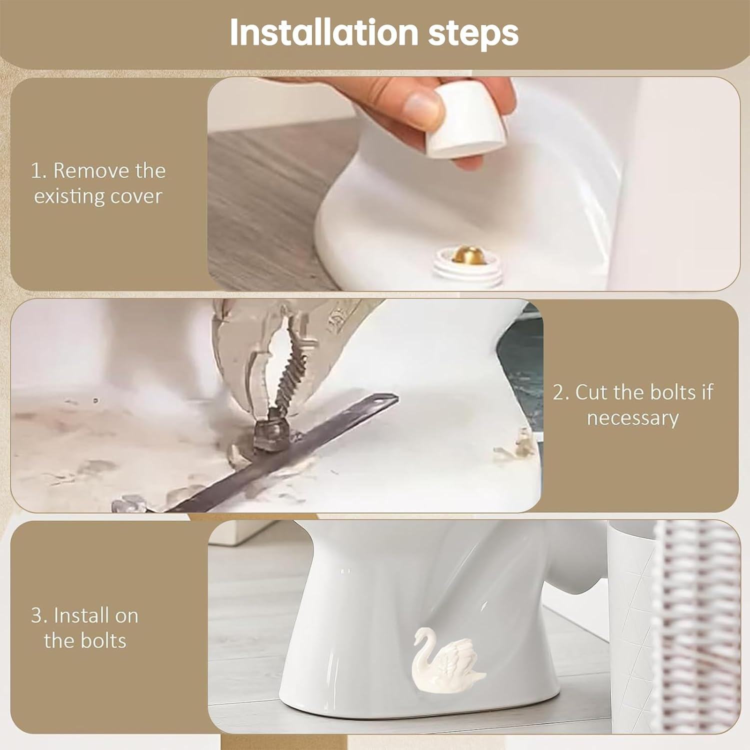 Ceramic Swan Toilet Bolt Covers, Decorative Toilet Bolt Cover Caps, 2Pcs image 4