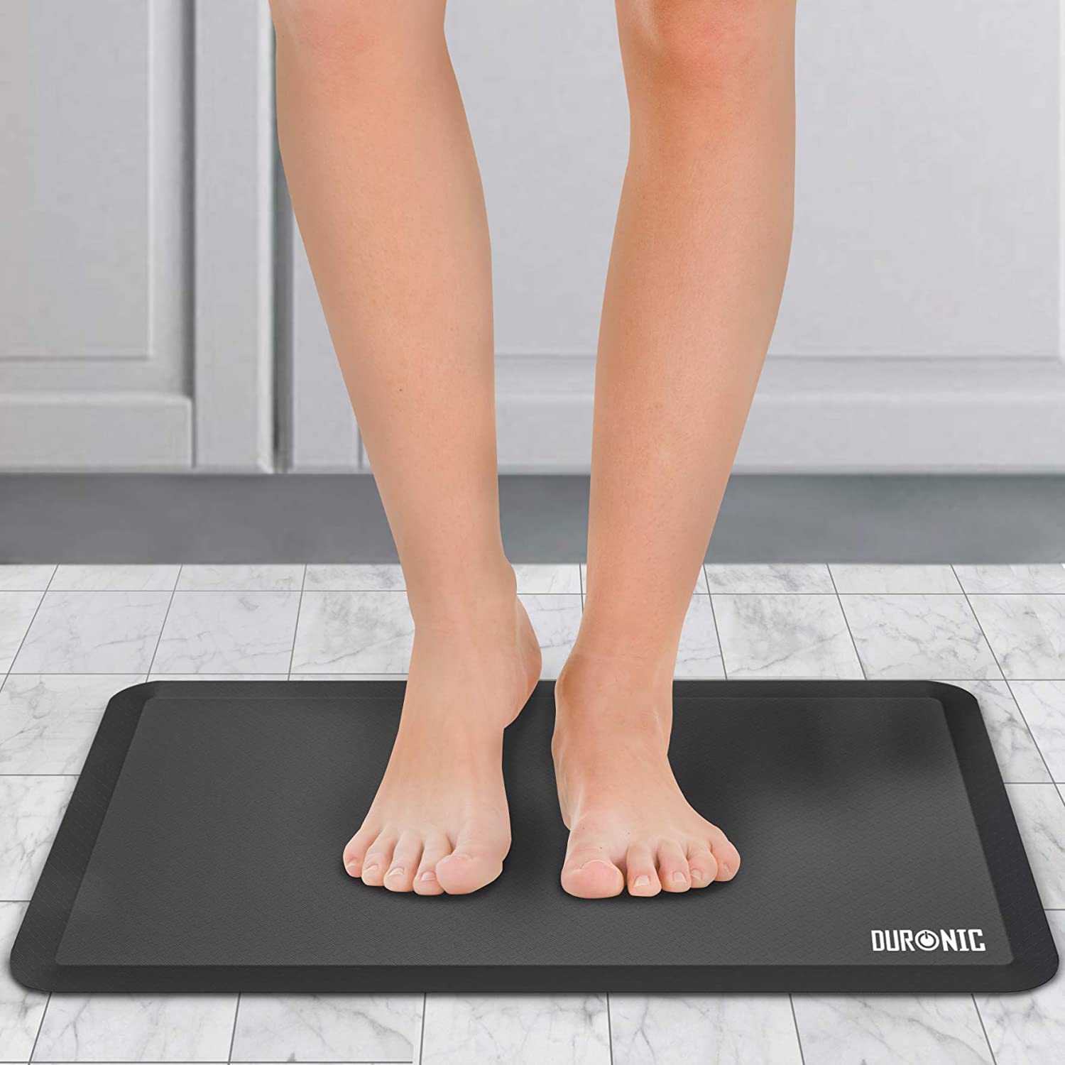 Art3d Anti-vermoeidheidsmat - 1/2 inch gewatteerde keukenmat - antislip schuimcomfort kussen voor sta-bureau, kantoor of garagevloer (43,9 x 71 cm, zwart