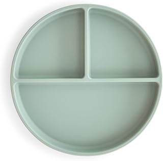 mushie Silicone Suction Plate for Babies - BPA-Free, Non-Slip, Spill-Proof Design in Cambridge Blue