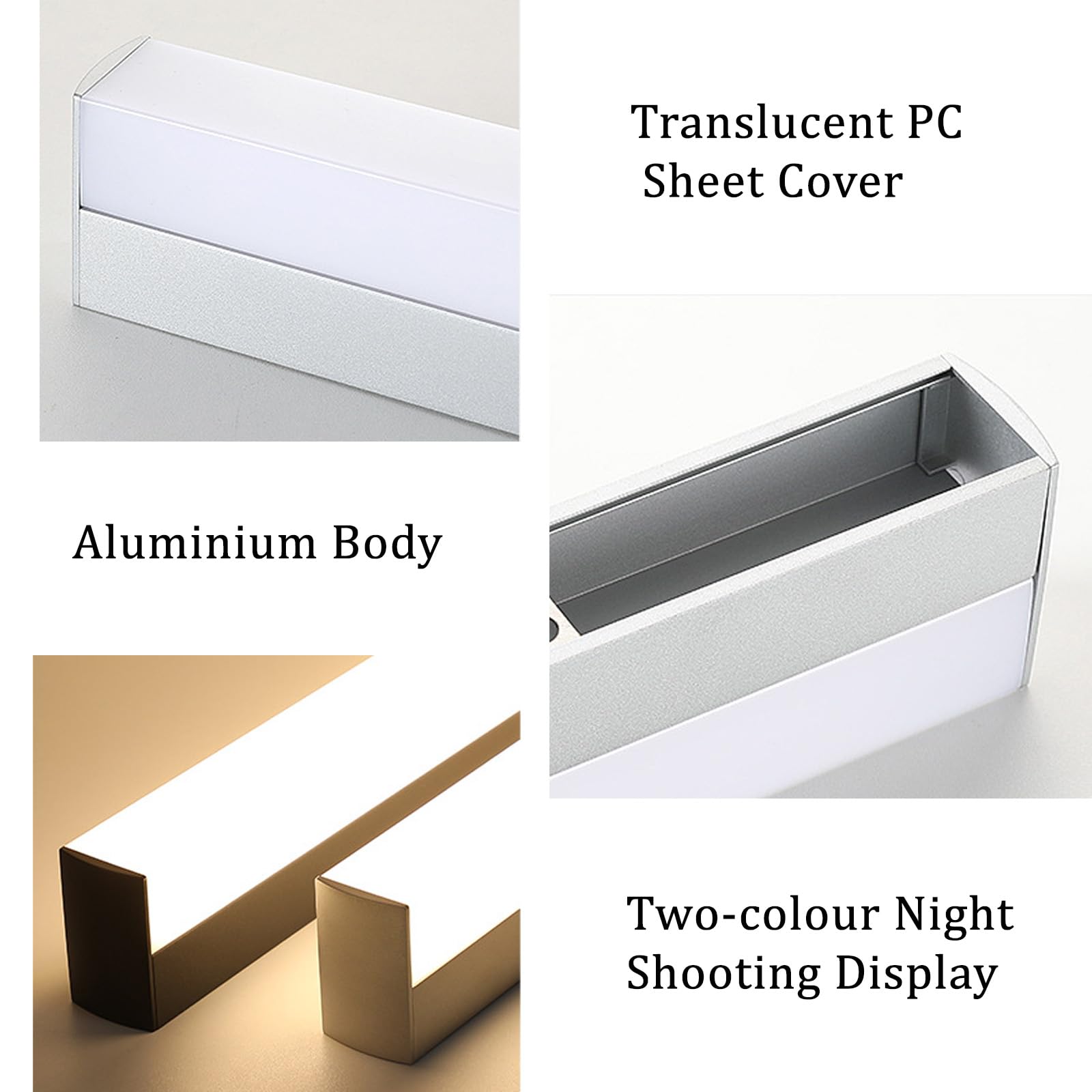 Applique da parete a LED per specchio del bagno, impermeabile IP44, luce calda/fredda, 3000 K/6500 K, ideale per armadietto, toeletta, doccia, camera da letto, soggiorno, hotel (nero)
