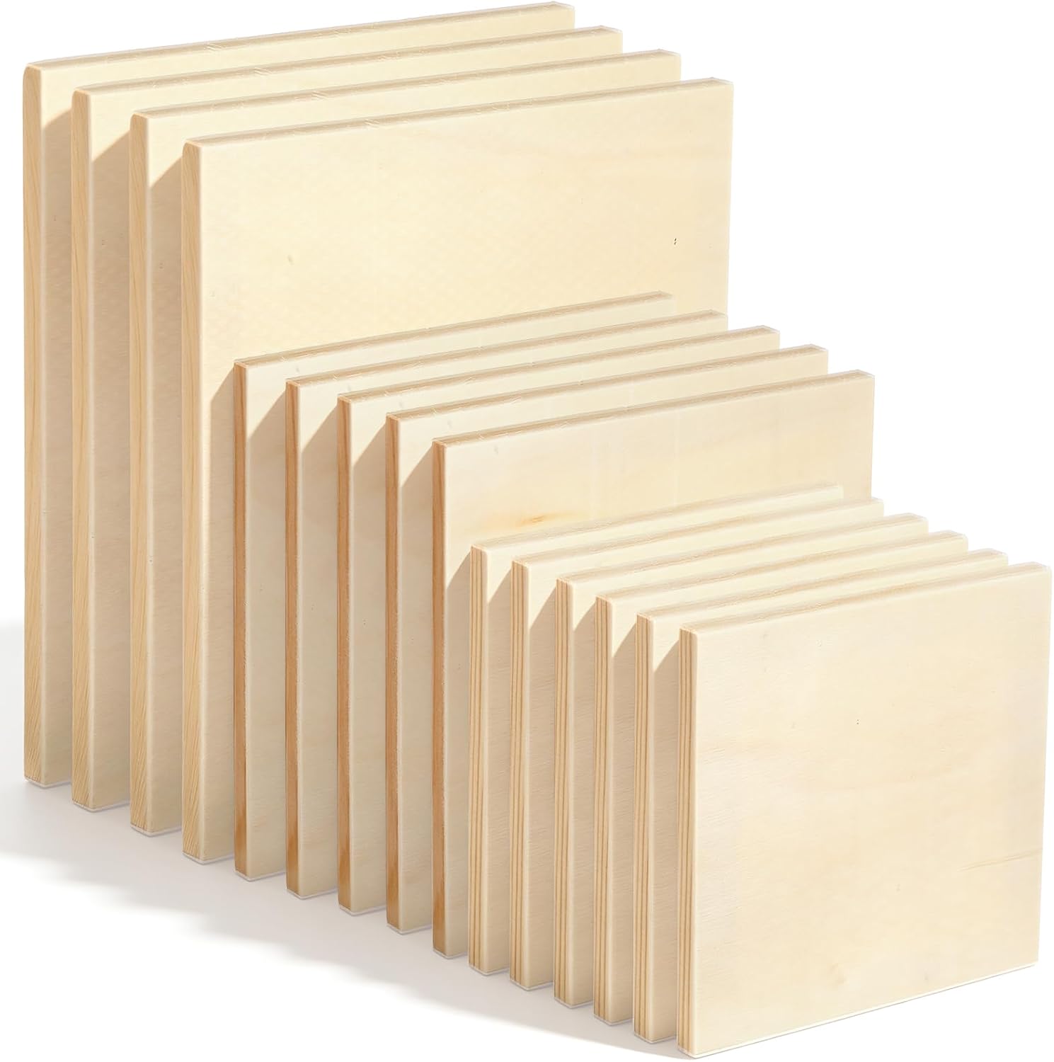 15-Pack Unfinished Wood Canvas Boards for Painting, 3 Sizes - Wooden Panels for DIY Art, Home Decor, and Craft Projects