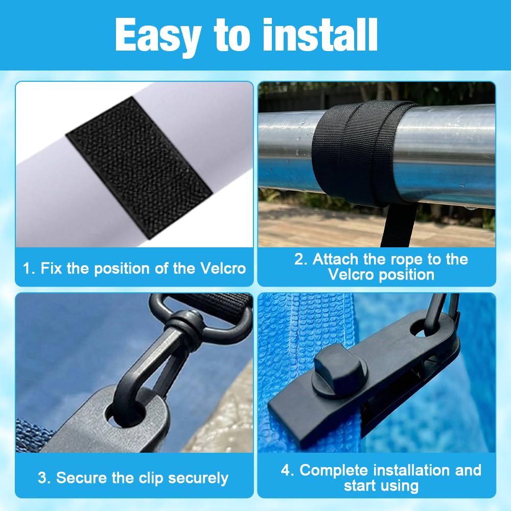 Enrollador de Piscina, 8 Piezas Kit de Fijación de Carrete de Cubierta Solar, Rodillo de Piscina para Cubierta Solar, para Láminas Solares para Lonas de Piscina, Cubiertas