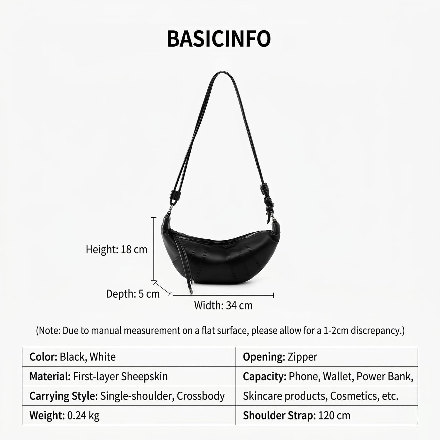 PDSSUNNY Damen Croissant Tasche aus Vollnarbenleder Echtleder, Nischen-Design Lässige Halbmond Hobo Bag, Minimalistische Elegante Schultertasche