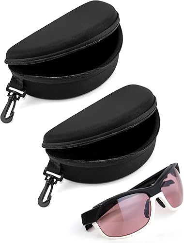 Vista 8 de QWORK Funda rígida grande para gafas deportivas, paquete de 2 unidades, ajuste universal extra grande con gancho para esquí al aire libre