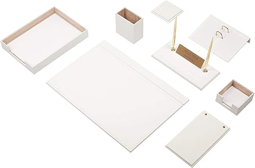 Miniatura 15 de Juego de escritorio de cuero, 10 piezas, bandeja de documentos individuales, organizador de escritorio (verde) Verde,Negro