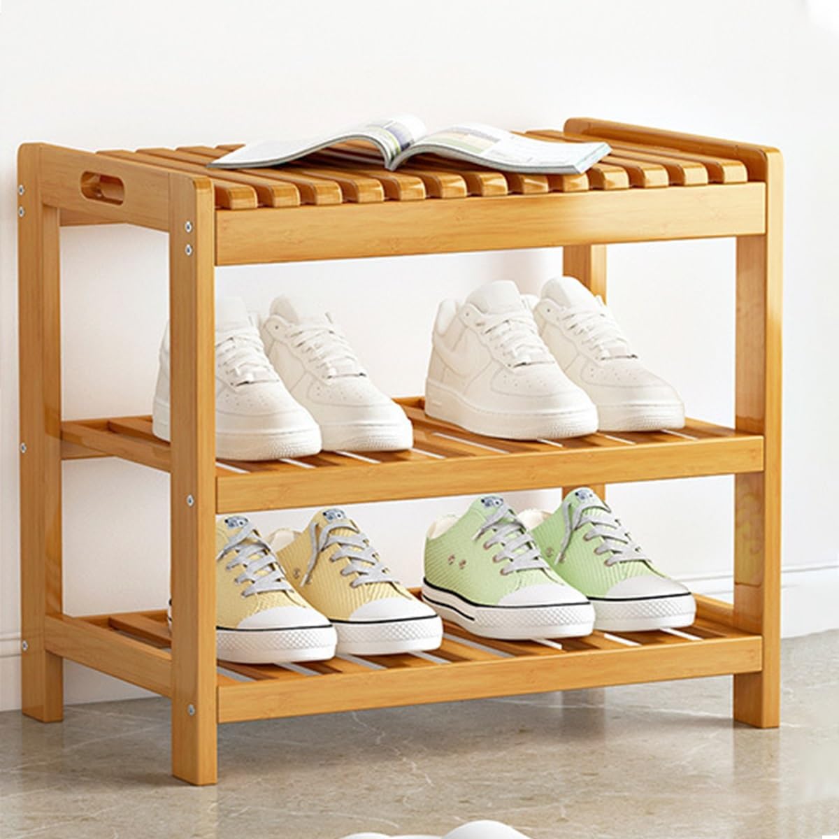 Banco de Almacenamiento - Scarpiera marrone chiaro con ripiano scarpiera per cambiare le scarpe, 50 cm, elegante e funzionale