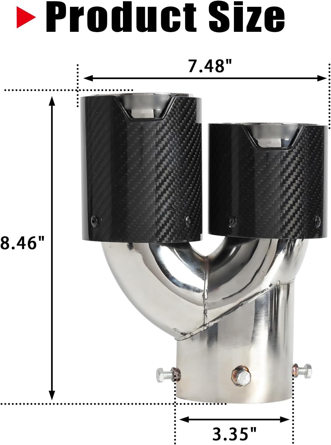 2-Pack Carbon Fiber Dual Exhaust Tips for BMW G20 M340i 330i 330e / G42 M240i / G22 G23 M440i Stainless Steel Inner Layer Tailpipe Tip