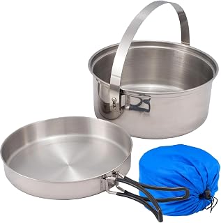 XXL Edelstahl Kochtopf-Set 2 teilig Kochgeschirr Camping Kochset Campinggeschirr, Silber