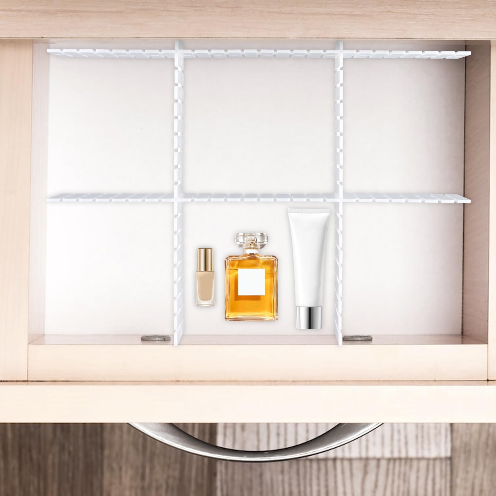 48 divisori per cassetti, bianco, 32 x 7 cm, separatore per cassetti, organizer per cassetti, in plastica, per calze, biancheria intima, cosmetici, camera da letto, ufficio