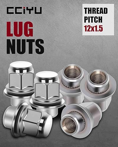 Miniatura 4 de cciyu Juego de 24 tuercas de llanta M12x1.5 de 12 x 1.5 OEM de fábrica con arandela de 13/16 pulgadas o 0.827 in, extremo cerrado, bulto Acorn