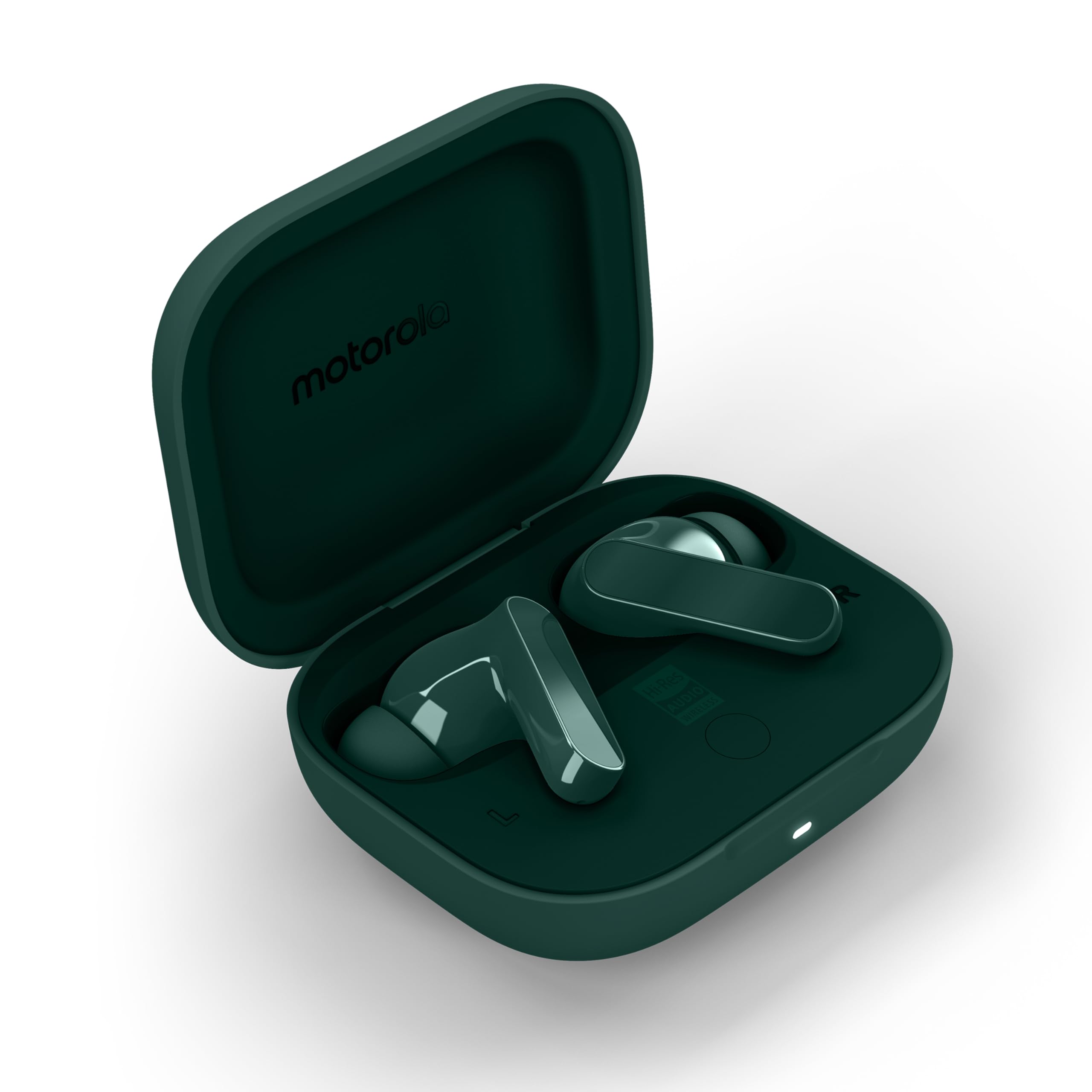 Motorola Moto Buds bass (Bluetooth 5.3, Hi-Res Sound, CrystalTalk-AI, aktive Geräuschunterdrückung bis 50 dB, bis zu 43 Stunden Akkulaufzeit (Case), 3-Fach-Mikrofonsystem, wasserabweisend) Posy Green