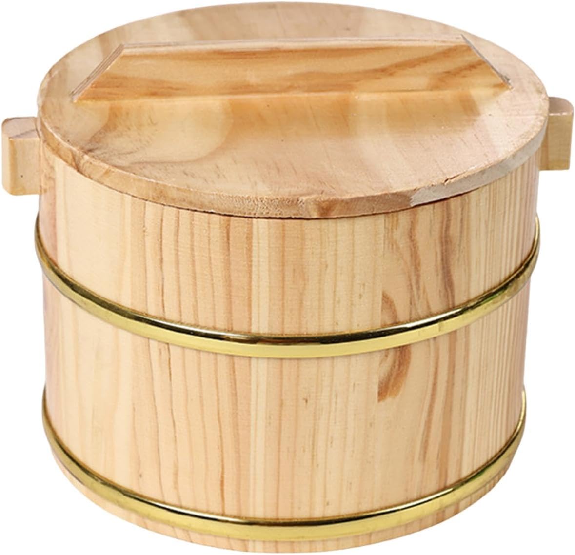 Homyl Steamed Rice Barrel Reiskocher Aus Holz mit Deckel Reisfass Chinesische Servierform Klassische Küchenschüssel für Geschenk Haushalt Es, 20cmx20cmx13cm