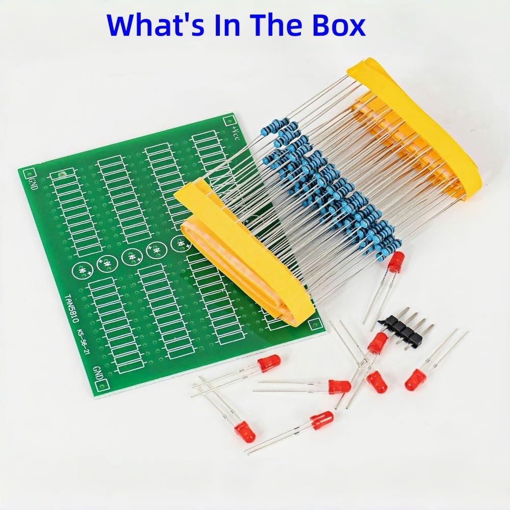Through-Hole Device(THD) Soldering Practice Kit, Soldering Project Kit with 88 Resistors, 8 LEDs and PCB, Perfect for Electronics Enthusiasts & Beginners