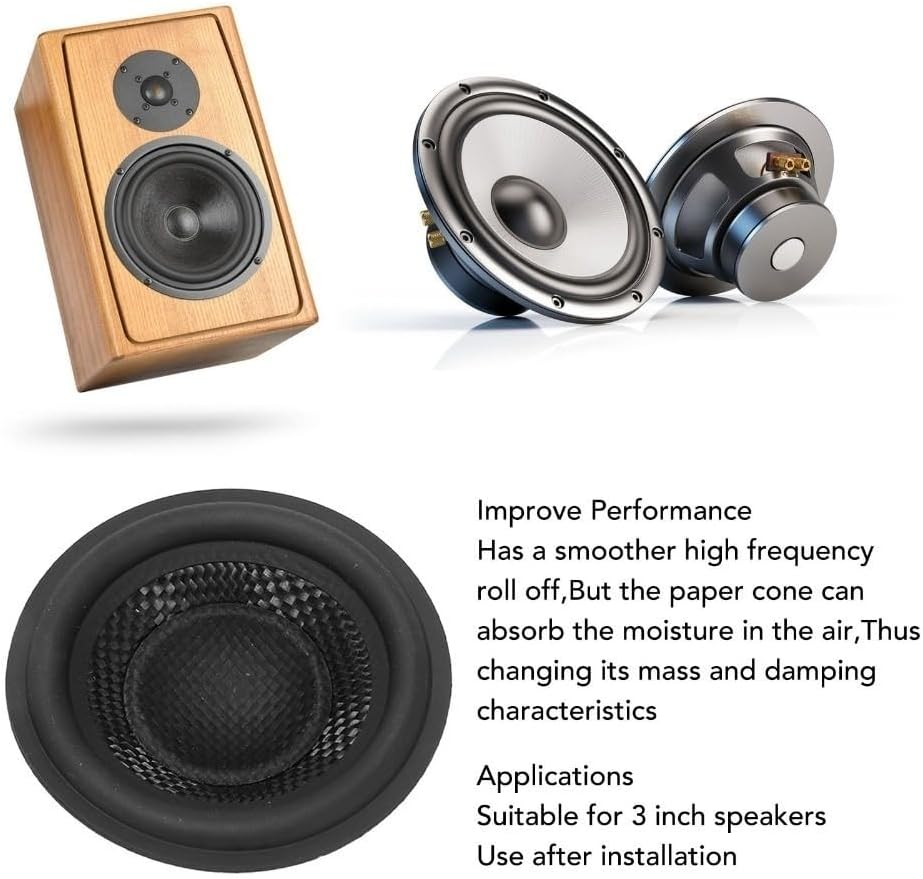 Black Speaker Cone Drum Paper with Rubber Surround Easy to Install Replacement Paper Cone for Subwoofer Repair Accessories(6in)