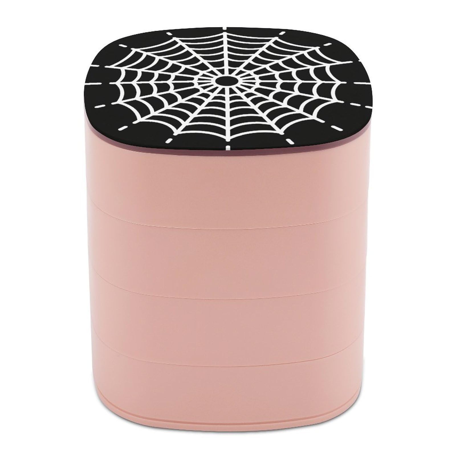 VstaDank Spider Web Jewelry Box with Mirror 4-Layer Rotating Jewelry Tray Case Portable Jewelry Case Trinket Boxes Trinket Cases Travel Jewelry Organizer Earrings Storage Box