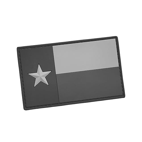 Texas Lone Star PVC Patch [Blackout Subdued] TX State Flags Rubber Morale Hook and Loop Patches for Clothes Tactical Backpack